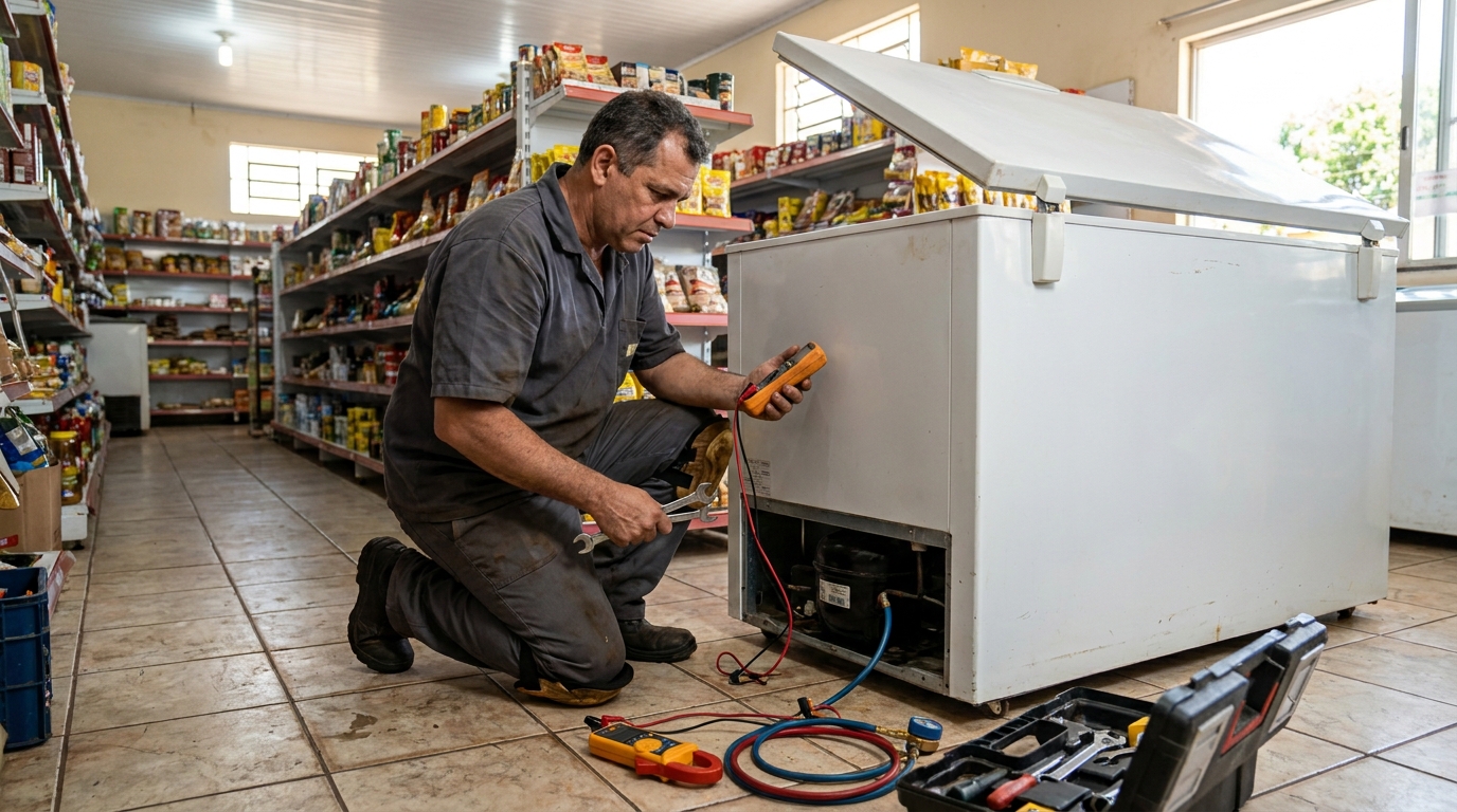 Troca de termostato de freezer em atendimento em Anápolis‑GO